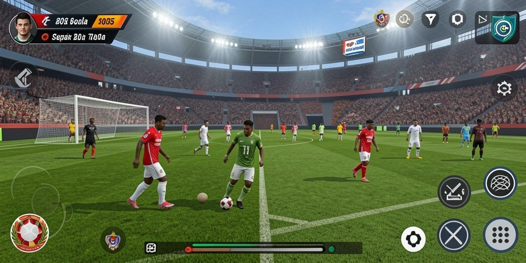 Tampilan gameplay menarik dari game sepak bola 8055.
