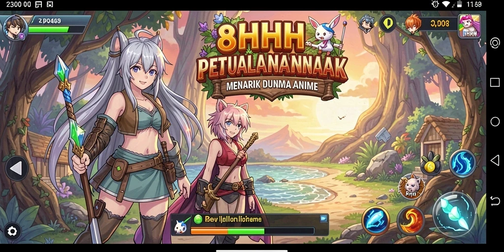 Tampilan menarik dari gameplay 8HHH dengan karakter anime.