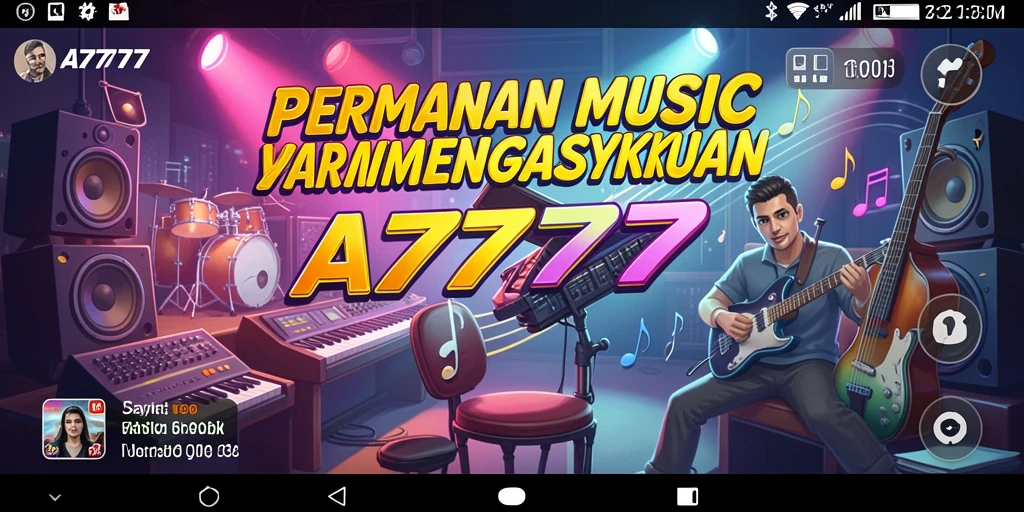 Screenshot utama A7777 menunjukkan keseruan gameplay musik.