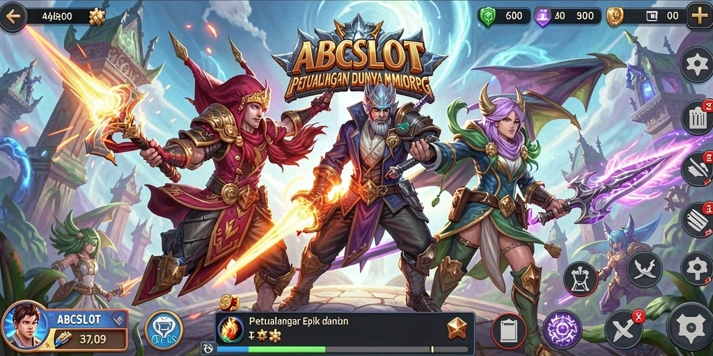 Screenshoot gameplay ABCSLOT yang menampilkan pertempuran seru.