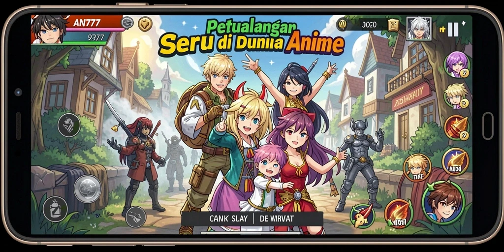 Tampilan aksi seru dalam gameplay AN777 yang penuh warna.