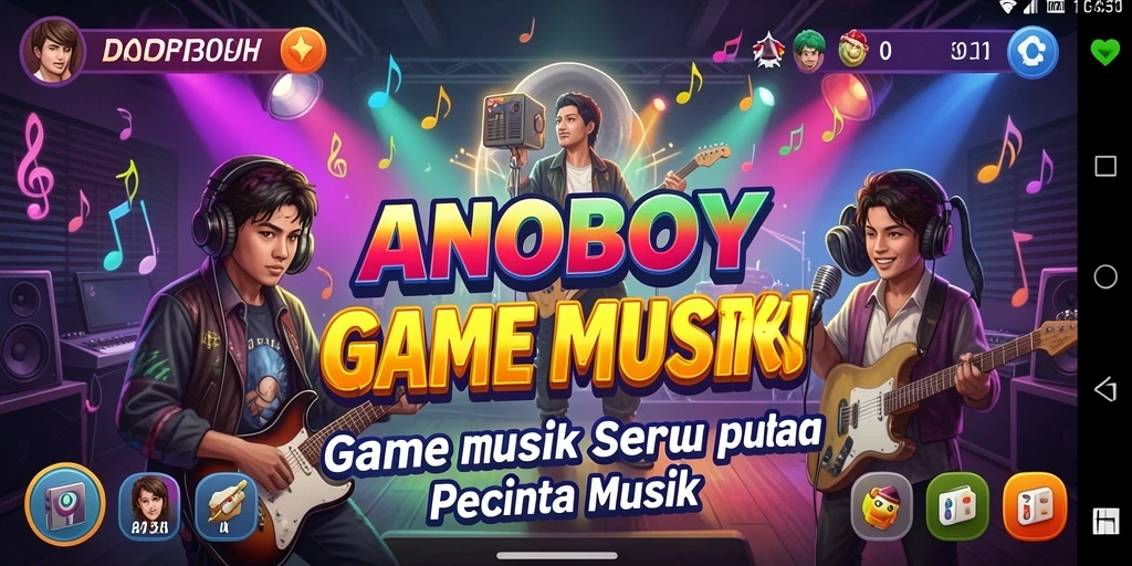 Tangkapan layar ANOBOY menunjukkan pemain menikmati pengalaman musik yang mendebarkan.
