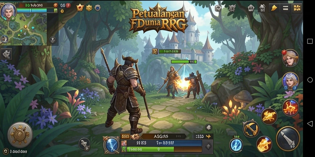 Tangkapan layar utama ASG55 menampilkan aksi seru dalam pertarungan RPG.