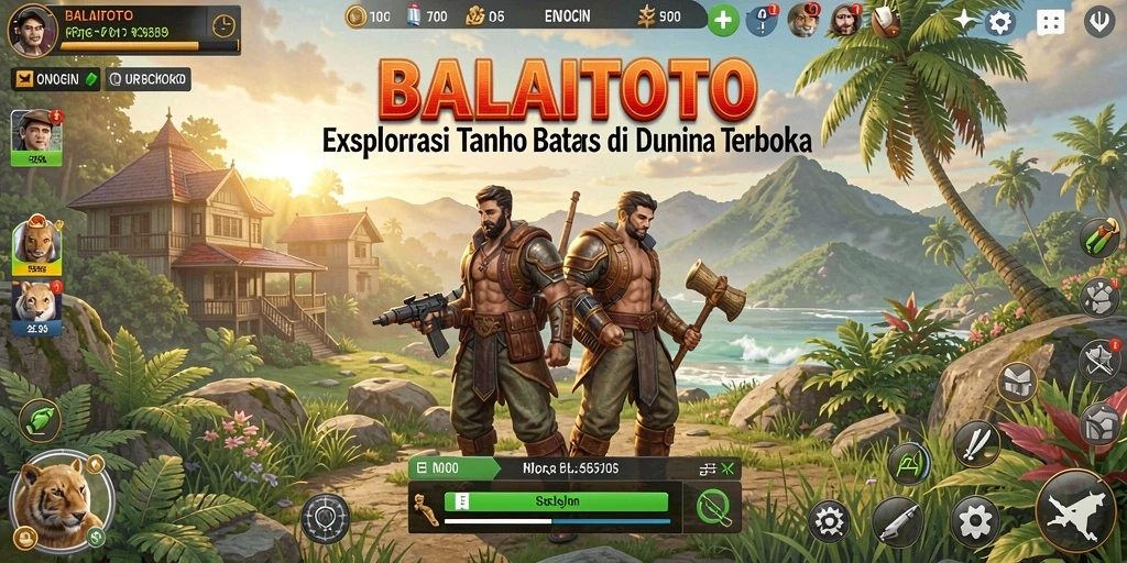 Screenshot gameplay menunjukkan petualangan di dunia terbuka yang luas.