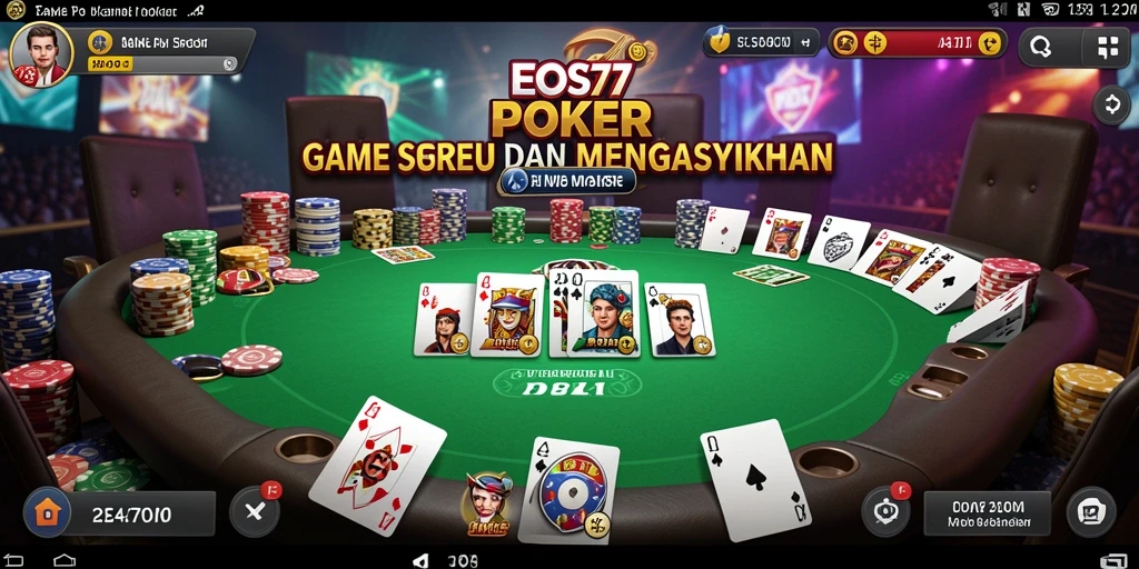 Tampilan gameplay <strong>EOS77</strong> dengan fitur poker yang menarik.