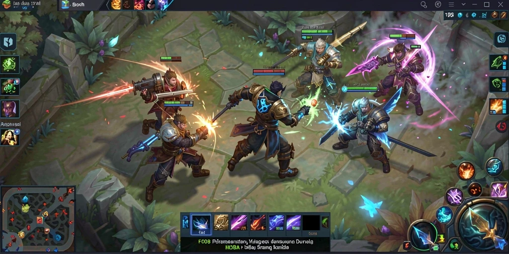 Screenshot F08 menampilkan aksi gameplay seru dan taktik MOBA.