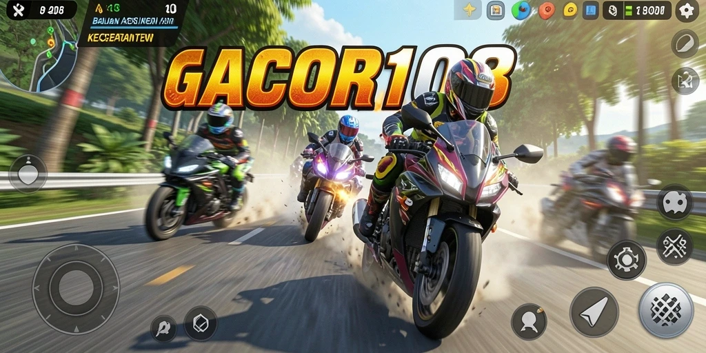Tampilan gameplay seru saat balapan motor di GACOR108.