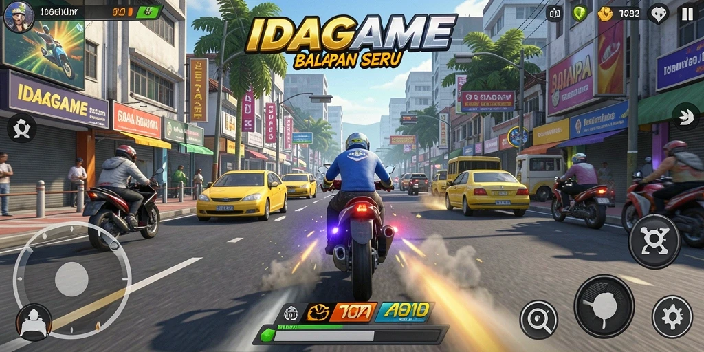 Gameplay menarik dari IDAGAME yang menampilkan balapan seru.
