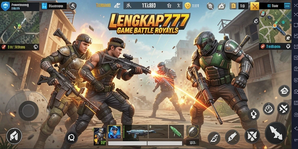 Gameplay LENGKAP777 menunjukkan aksi seru dalam Battle Royale.