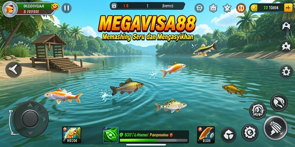 Screenshot gameplay MEGAVISA88 yang menampilkan aksi memancing seru.