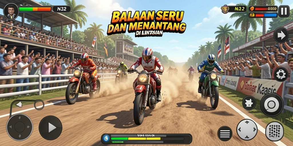 Tampilan luar biasa dari gameplay balapan yang seru di N32.