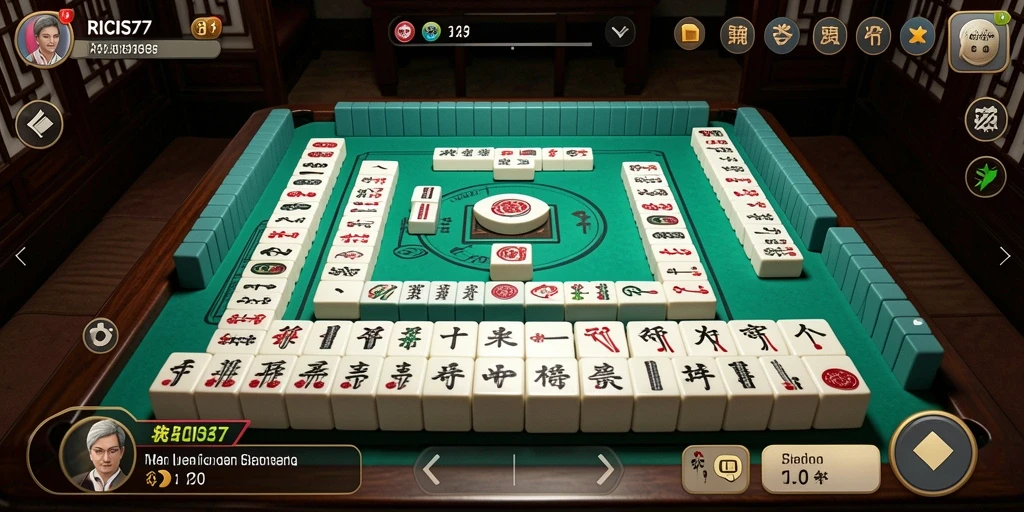Tampilan gameplay seru dalam RICIS77 yang penuh strategi Mahjong.