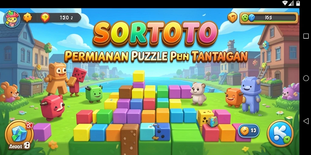 Tampilan gameplay SORTOTO dengan berbagai teka-teki menarik.