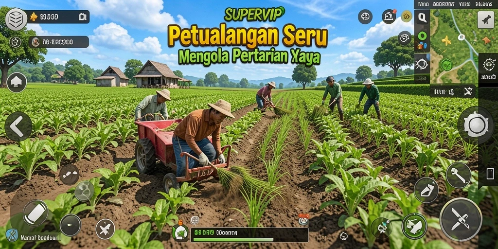 Gameplay SUPERVIP yang menarik dengan suasana pertanian.